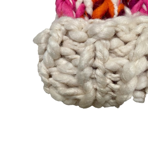 Zara Chunky Knit Pom Pom Beanie Multicolor Winter Hat Medium - Picture 2 of 8